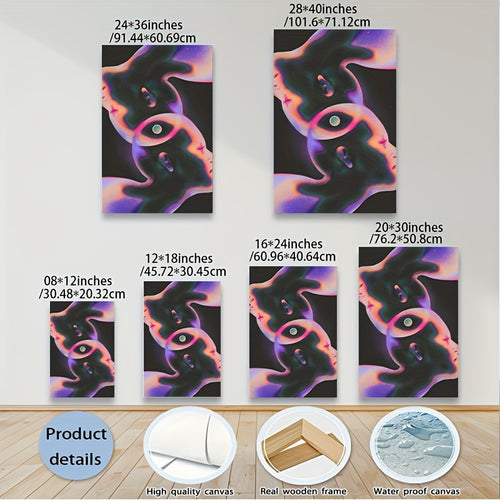 1pc Bohemian Style Framed Canvas Wall Art with Wooden Frame - Vibrant Abstract Design for Bedroom, Living Room, Office, Cafe, Bar - Home and Dormitory Decoration, Room Decor