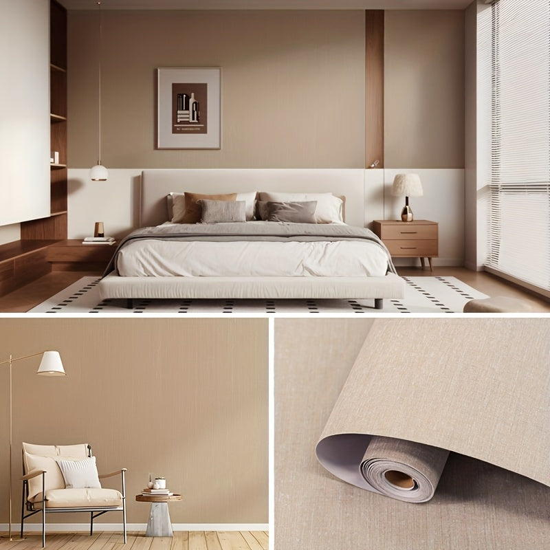 Simple Pure Color Cloth Wallpaper Self-Adhesive Bedroom Warm Waterproof Moisture-Proof Wall Sticker Decorative TV Background Wall Paper