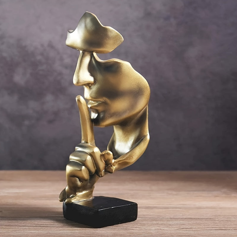 1 piece Thinker Statue, Silence is Golden Abstract Art Figurine, Modern Home Resin Sculptures Decorative Objects Piano Desktop Decor for Creative Room Home, Office Study