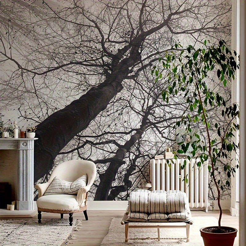 2D Wall Art 1pc Of 147.64inch * 98.43inch Qingfeng Forest Mural with Adhesive Wallpaper At The Bottom, Cut Into 5pcs