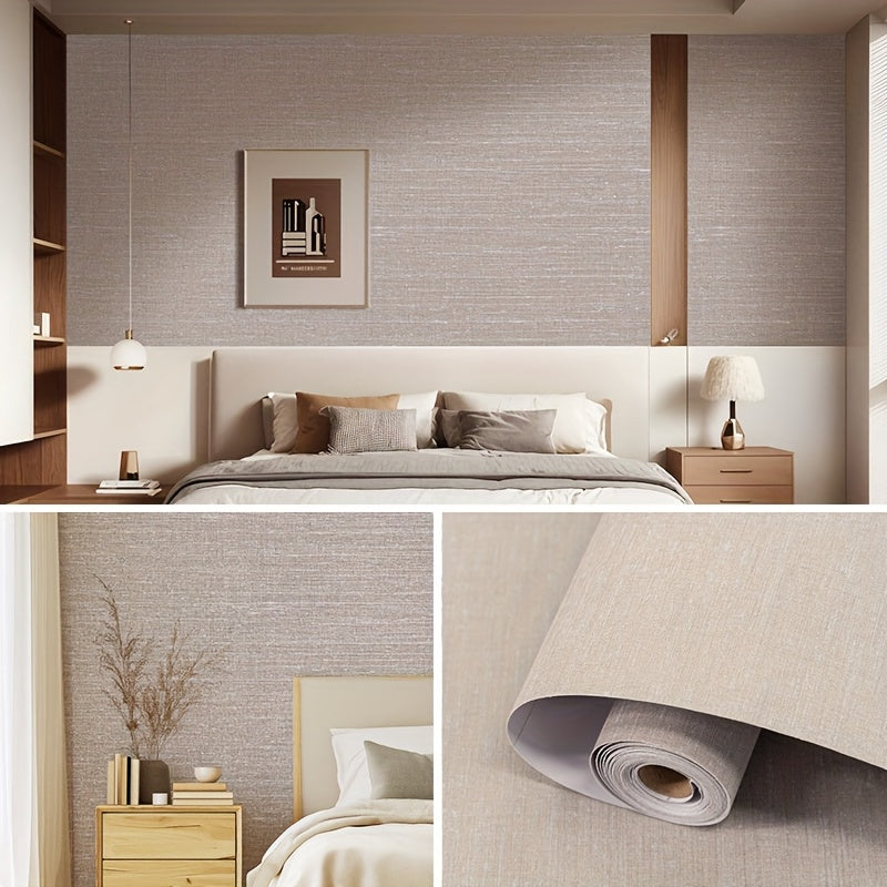 Simple Pure Color Cloth Wallpaper Self-Adhesive Bedroom Warm Waterproof Moisture-Proof Wall Sticker Decorative TV Background Wall Paper