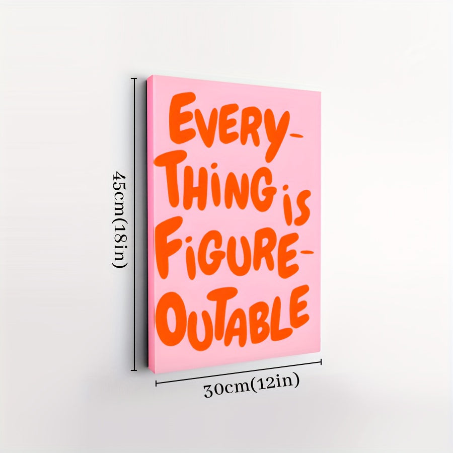 1pc Framed Canvas Poster - Pastel Pink & Orange Motivational Wall Art with \