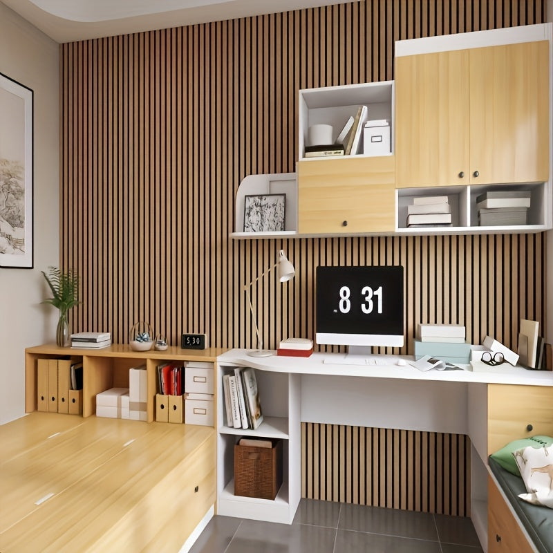 Vertical Stripes Grille Self-Adhesive Wall Stickers 3D Stereoscopic Background Wall Decoration Room Bedroom Wall Remodeling Stickers Wall Stickers Waterproof Moistureproof