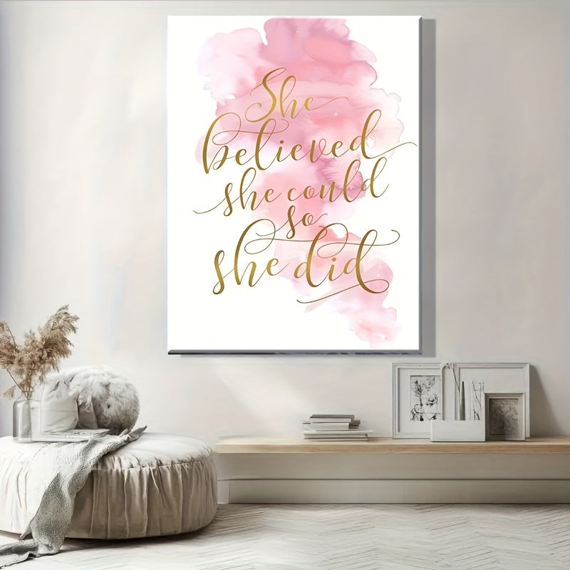 1pc Female Empowerment Canvas Wall Art with Wrapped Solid Wood Frame, \