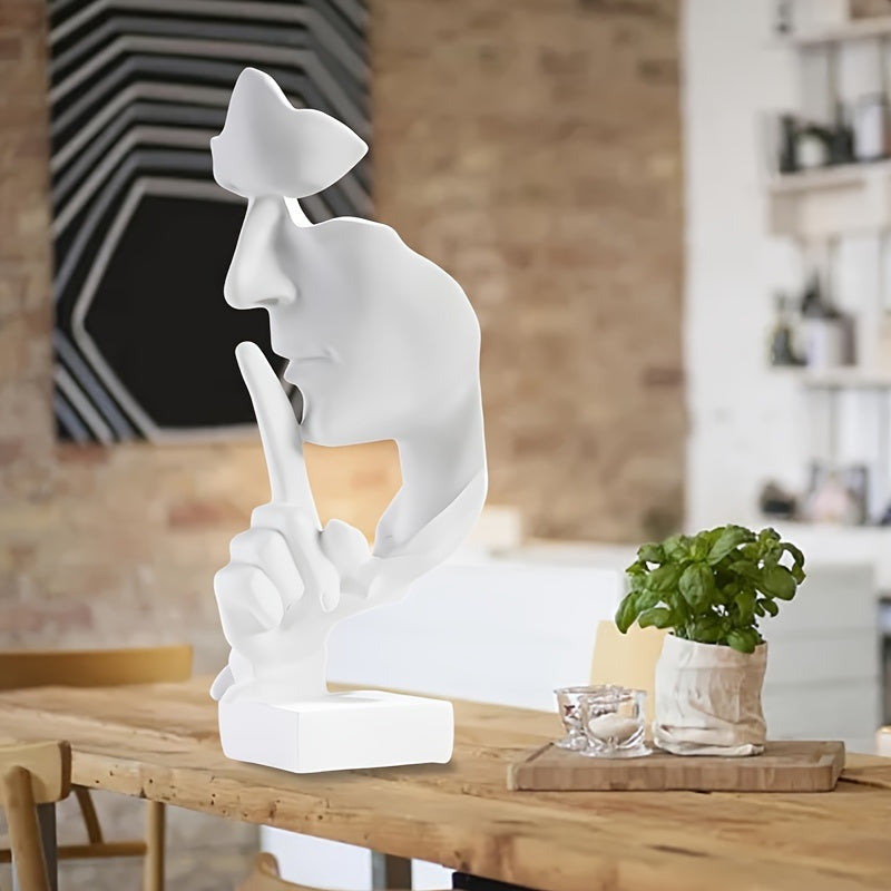 1 piece Thinker Statue, Silence is Golden Abstract Art Figurine, Modern Home Resin Sculptures Decorative Objects Piano Desktop Decor for Creative Room Home, Office Study