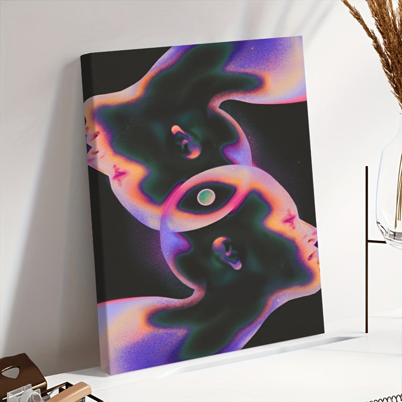 1pc Bohemian Style Framed Canvas Wall Art with Wooden Frame - Vibrant Abstract Design for Bedroom, Living Room, Office, Cafe, Bar - Home and Dormitory Decoration, Room Decor