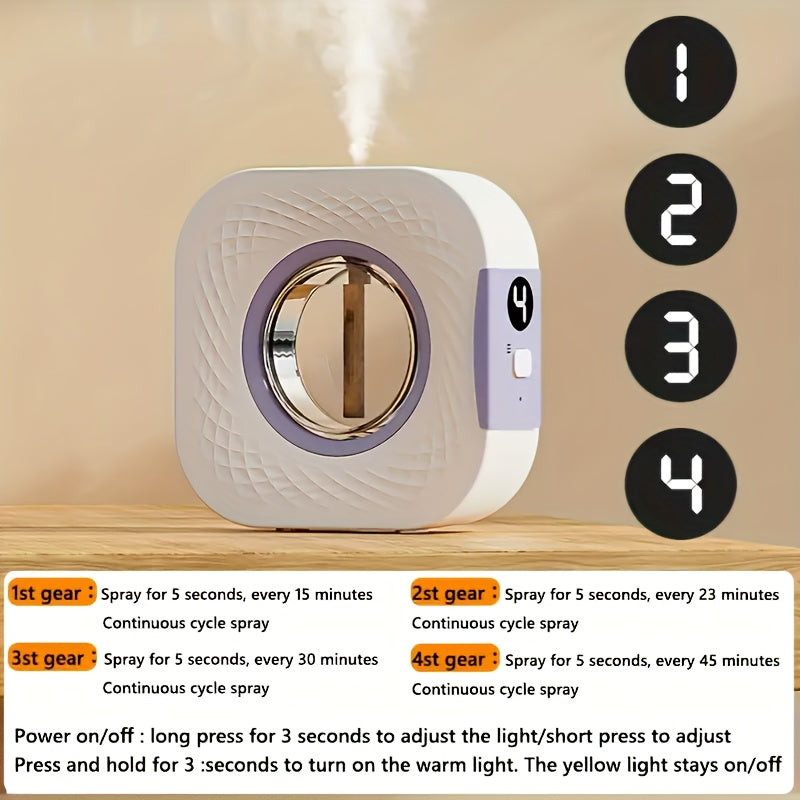 New Aroma Diffuser Spray Set With Automatic Timer, Air Humidifier, And Freshener. Long-lasting Fragrance For Rooms, Bathrooms, And Cars, Plus Odor Elimination For Toilets And Pet Rooms. Home-use Automatic Aroma Diffuser And Car Spray Humidifier.
