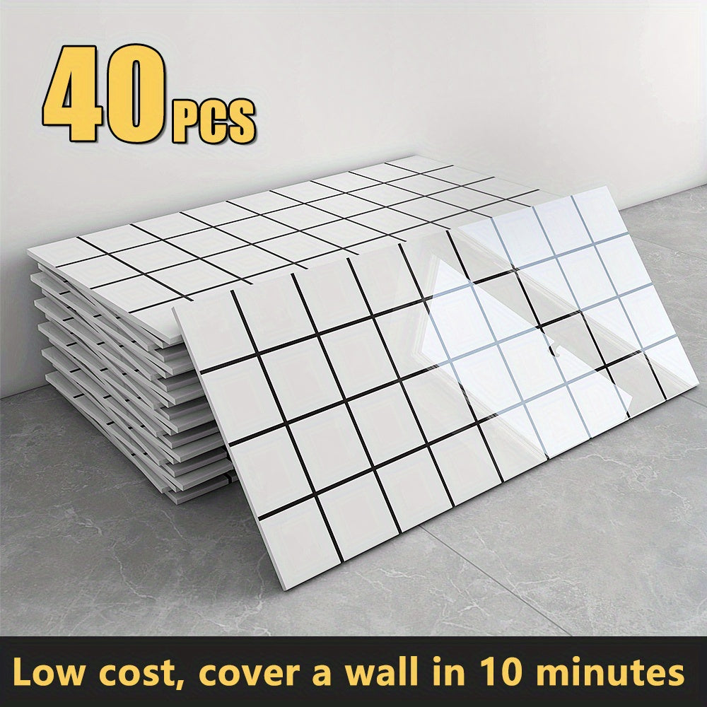 20\u002F40-Pack Peel & Stick Marble Tiles Wall Panels Set - Self-Adhesive Waterproof Removable Wall Sticker for Kitchen Backsplash, Bathroom, Living Room, Office Home Decor. Easy Install (23.62\