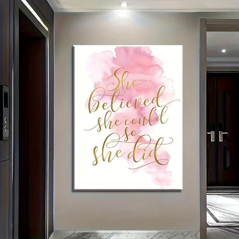 1pc Female Empowerment Canvas Wall Art with Wrapped Solid Wood Frame, \