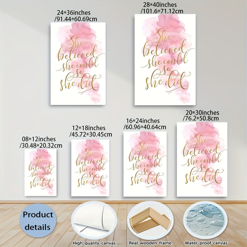 1pc Female Empowerment Canvas Wall Art with Wrapped Solid Wood Frame, \