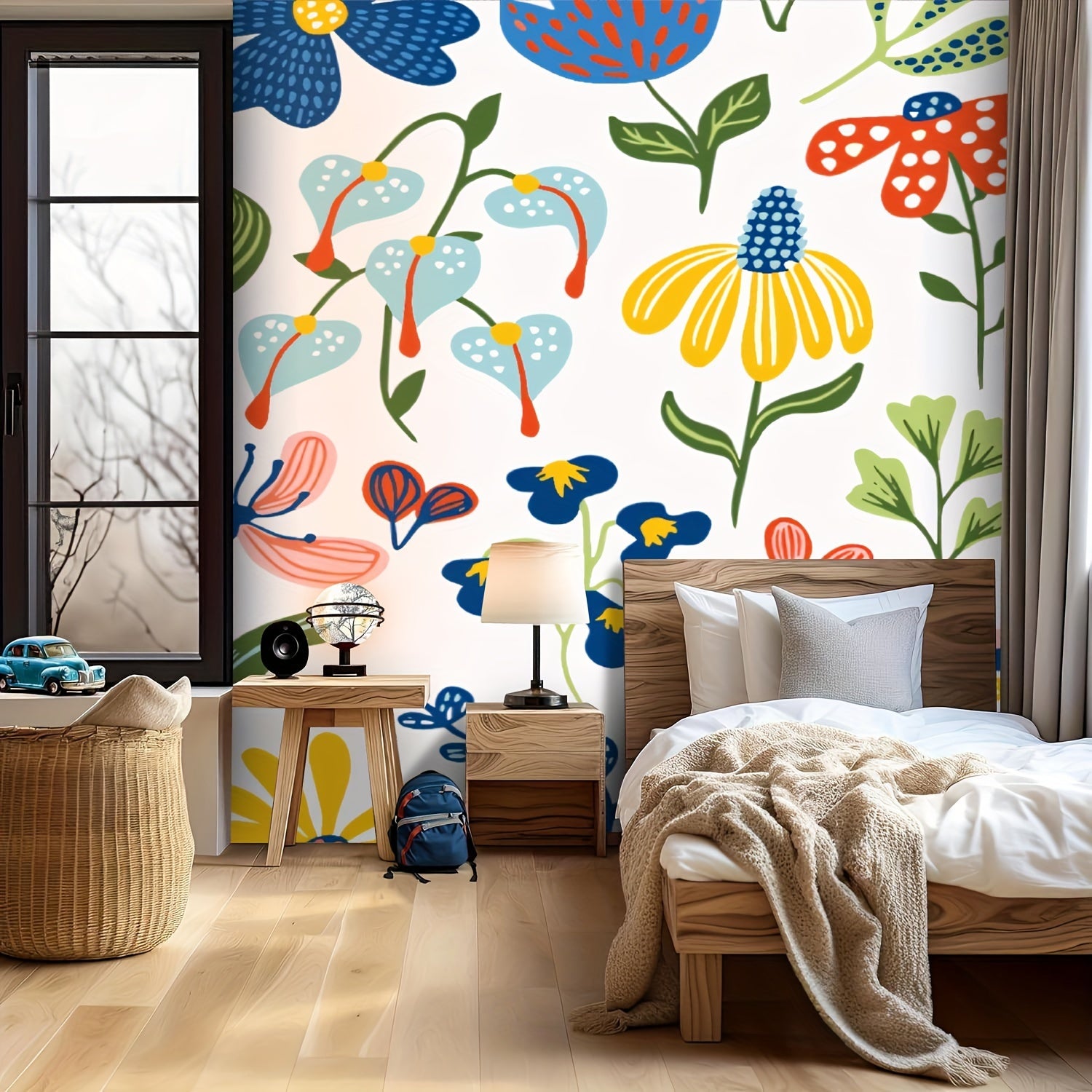 Canvas Wallpaper Whimsical Botanicals Sticker Peel & Stick Wallpaper Self-Adhesive Removable Wall Mural Poster Sticker Background Wall Decor For Living Room Bedroom-100\