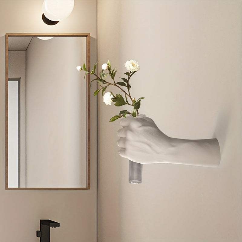 1pc Modern Geometric Resin Wall Hanging Vase- Handheld Wall-Mounted Flower Stand, Suitable for Home and Hotel Decoration, No Electricity Needed, Room Decoration Vase, Artistic Style Floral Arrangement