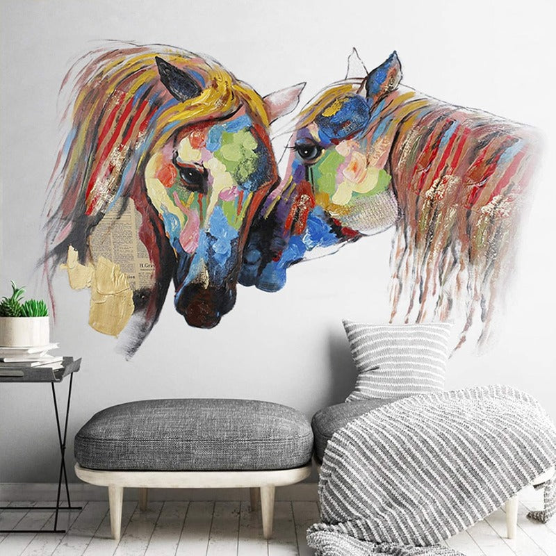 Colorful Horse Wall Decals Peel and Stick Removable Decal Stick DIY Wall Art Murals Home Decor for Bedroom Living Room Classroom Office