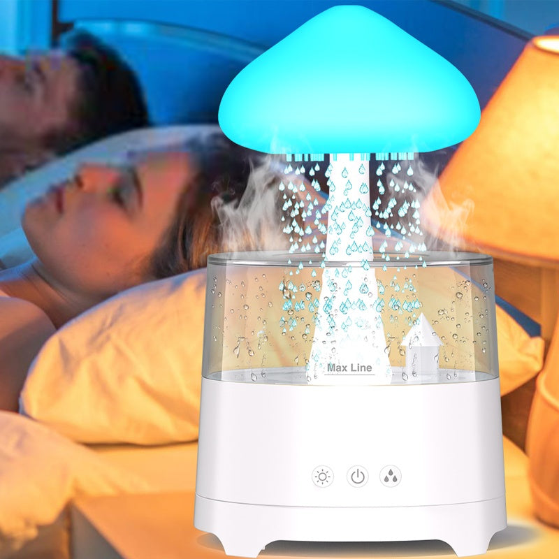 Spring sale .Rain cloud humidifier 450ml water drop mushroom humidifier, aromatherapy diffuser, air humidifier with remote control 7 colors mood light, 7 colors night light with adjustable LED light, white noise humidification, bed sleep to relax the mood