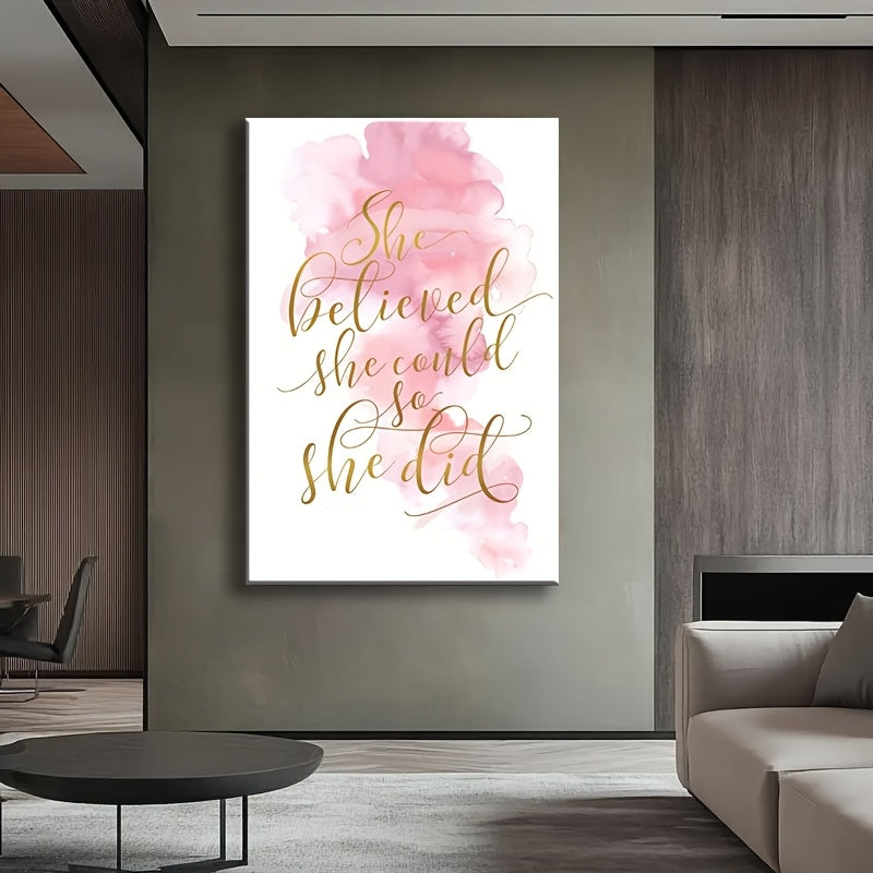 1pc Female Empowerment Canvas Wall Art with Wrapped Solid Wood Frame, \