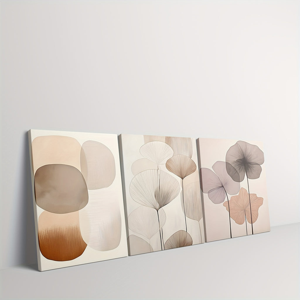 3 pcs Framed Bohemian Geometric Art Theme Framed Canvas Posters - Modern Wall Art with Pinewood Frame, Great for Bedroom, Living Room, Home Office Decoration - Perfect for Valentine's Day, Chinese New Year, Ramadan Gifts