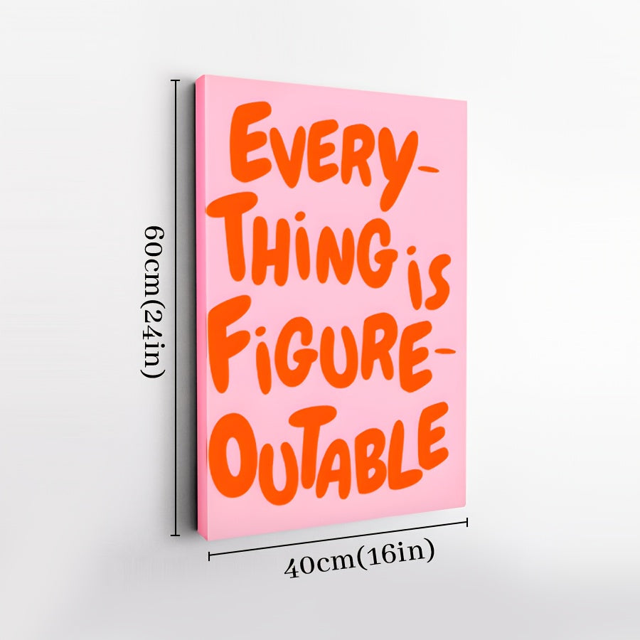 1pc Framed Canvas Poster - Pastel Pink & Orange Motivational Wall Art with \