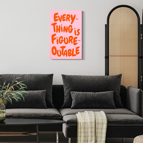 1pc Framed Canvas Poster - Pastel Pink & Orange Motivational Wall Art with \