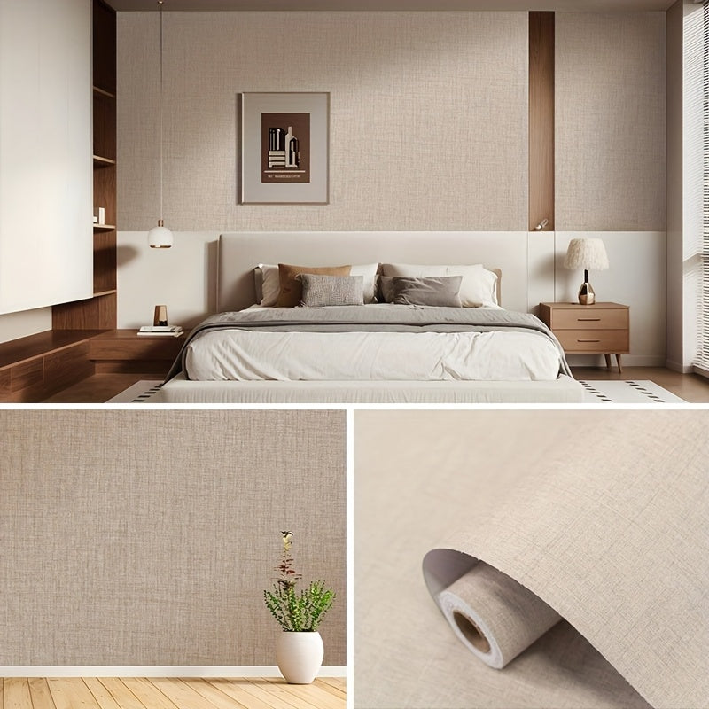 Simple Pure Color Cloth Wallpaper Self-Adhesive Bedroom Warm Waterproof Moisture-Proof Wall Sticker Decorative TV Background Wall Paper