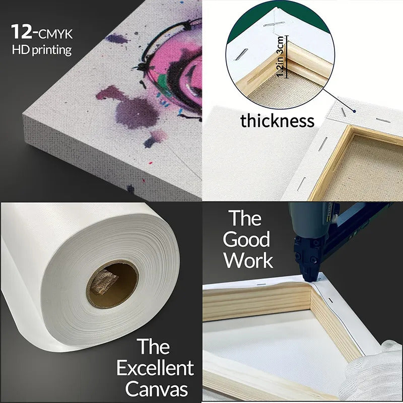 12x16 inches Inspirational Tulip Floral Canvas Print, Art Deco Style, Striped Vase Design, with Pine Wood Frame, for Home Office, Living Room, Bedroom Wall Art Decor-Wrapped Canvas