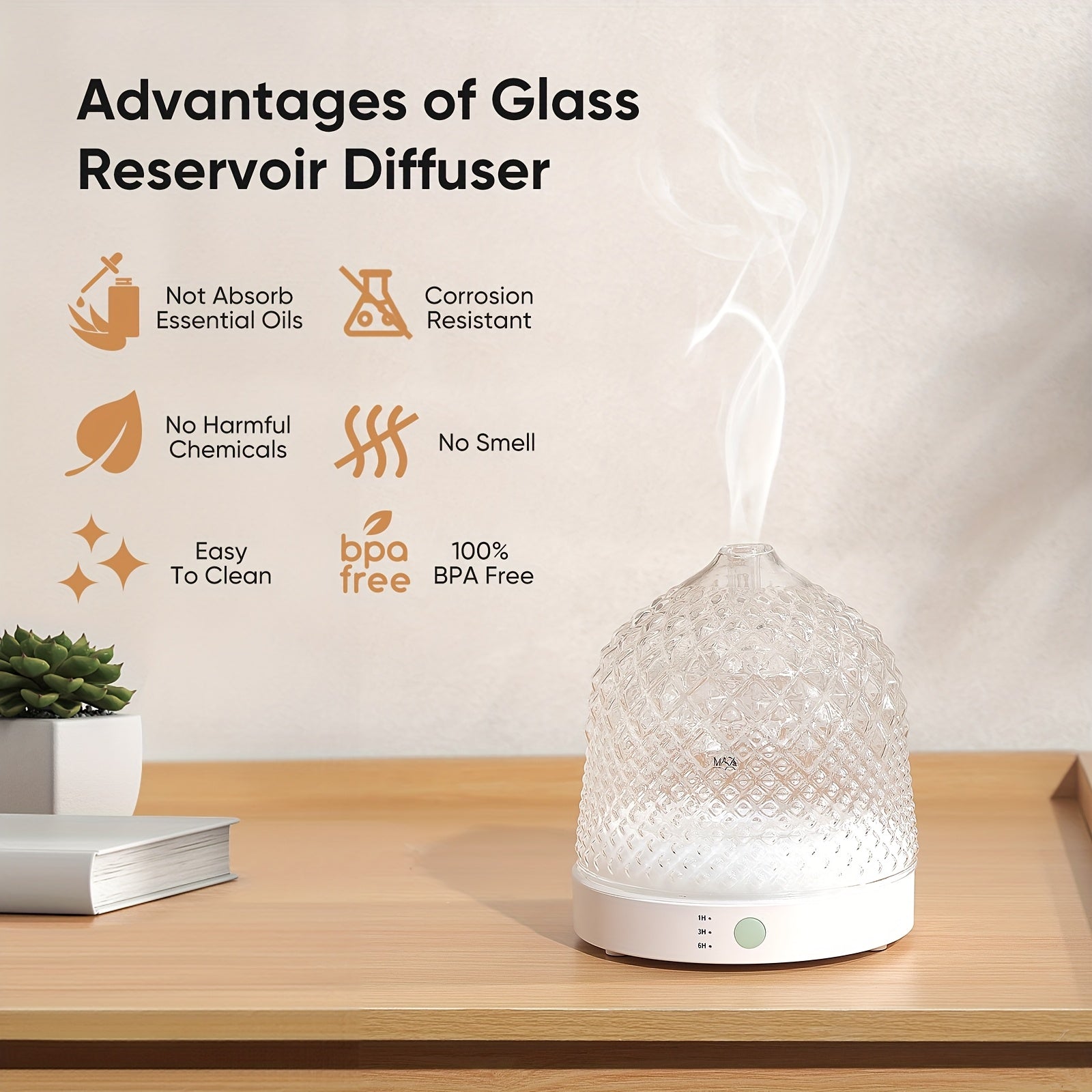 200ml Glass Water Tank Machine, Soundwave technology Silent\u002Fseven Color Light Adjustable Essential Oil Diffuser, Automatic Humidifier Shutdown, Suitable for Various Rooms, Thanksgiving, Halloween, Christmas And Other Holiday Gifts, Etc