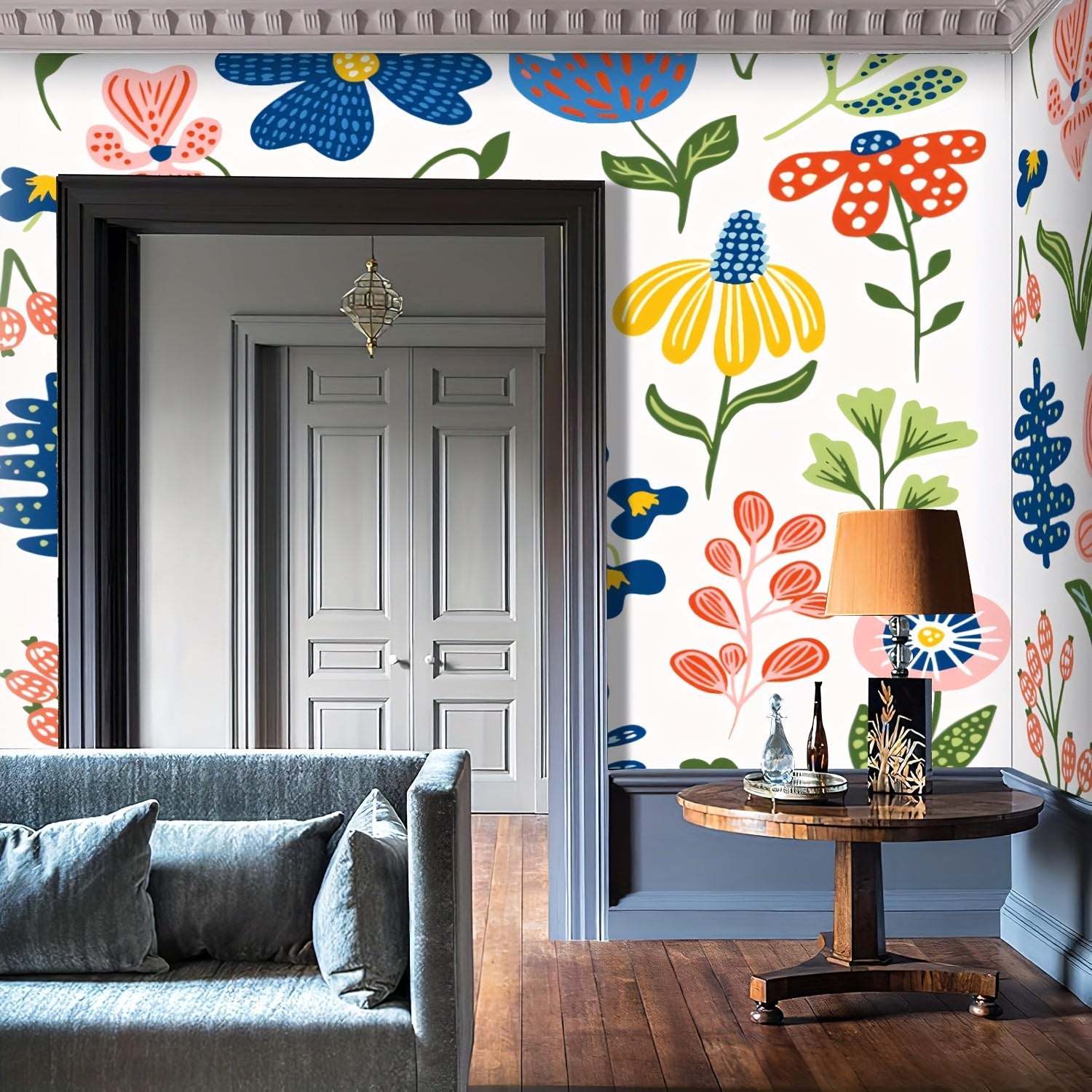 Canvas Wallpaper Whimsical Botanicals Sticker Peel & Stick Wallpaper Self-Adhesive Removable Wall Mural Poster Sticker Background Wall Decor For Living Room Bedroom-100\