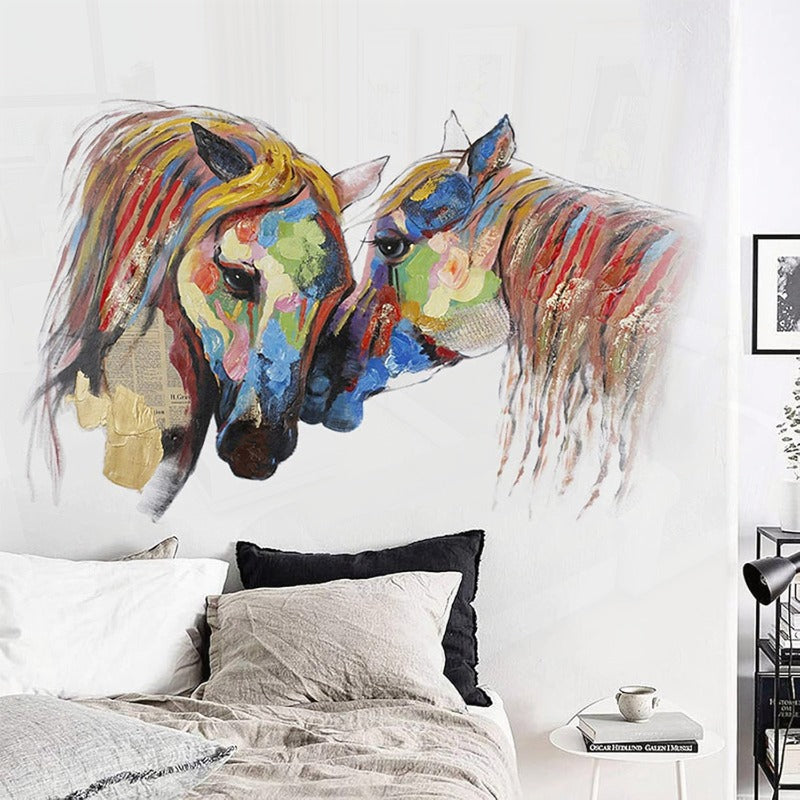 Colorful Horse Wall Decals Peel and Stick Removable Decal Stick DIY Wall Art Murals Home Decor for Bedroom Living Room Classroom Office