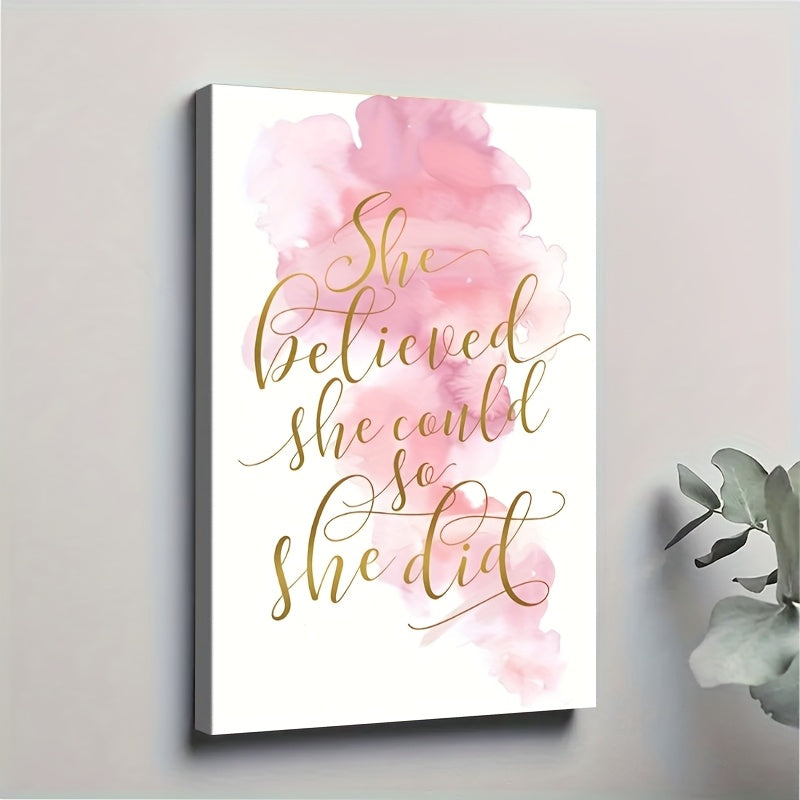 1pc Female Empowerment Canvas Wall Art with Wrapped Solid Wood Frame, \