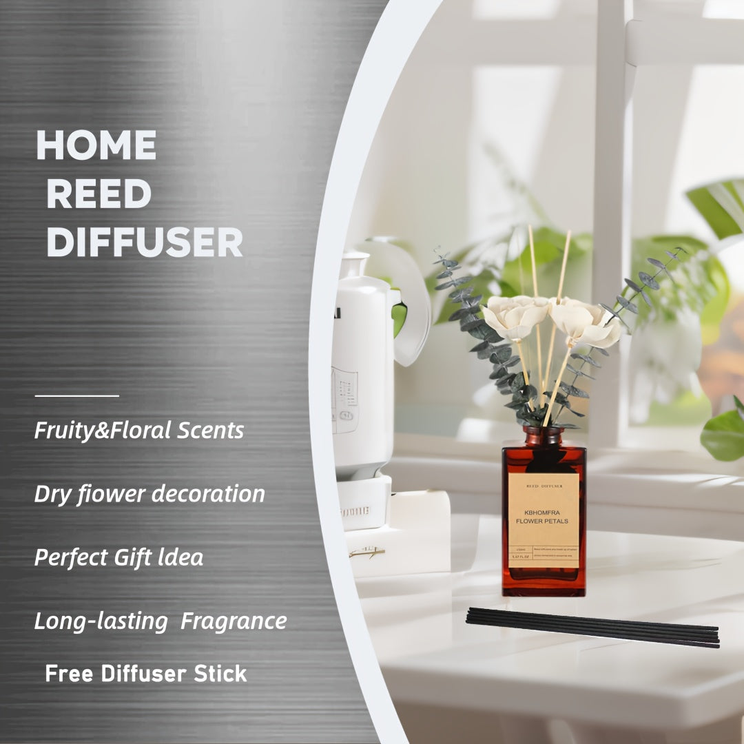 Gardenia Reed Diffuser Set 5.07fl.oz With Dried Flower Diffuser Sticks Light Scented Essential Oil Aroma Diffuser Home Office Christmas Decor For Air Fresheners Bathroom